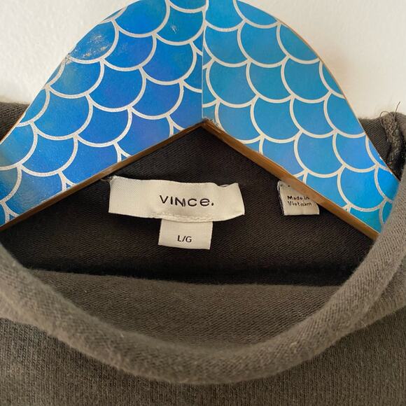 VINCE Heather Dark Pine Brushed Funnel Neck Long Sleeve Top - Picture 5 of 9